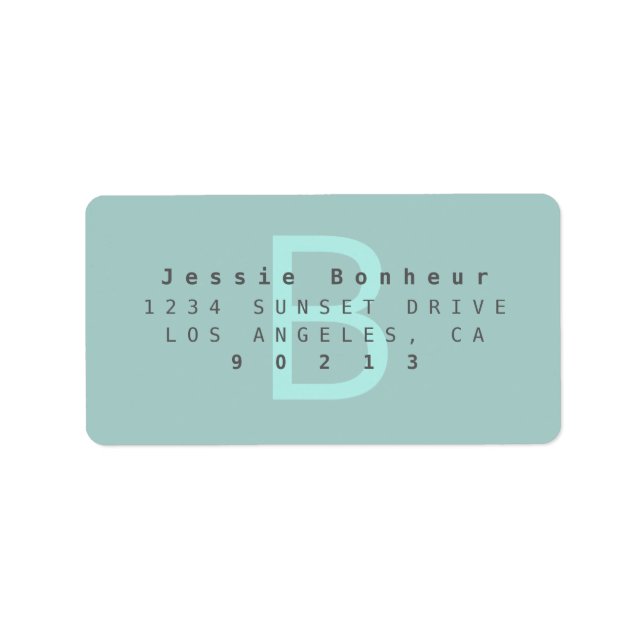 Modern Aqua Teal Return Address Label (Front)
