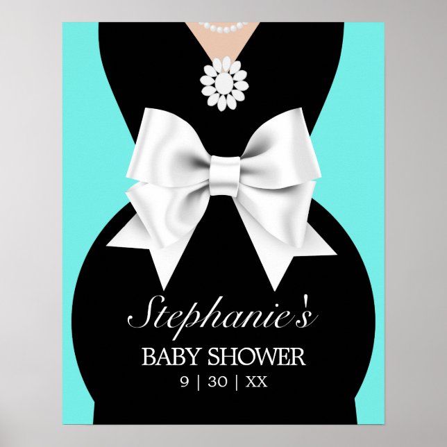 Modern Aqua Teal Tiffany Baby Shower Welcome Sign (Front)