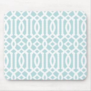 Modern Aqua Trellis Pattern Mouse Mat