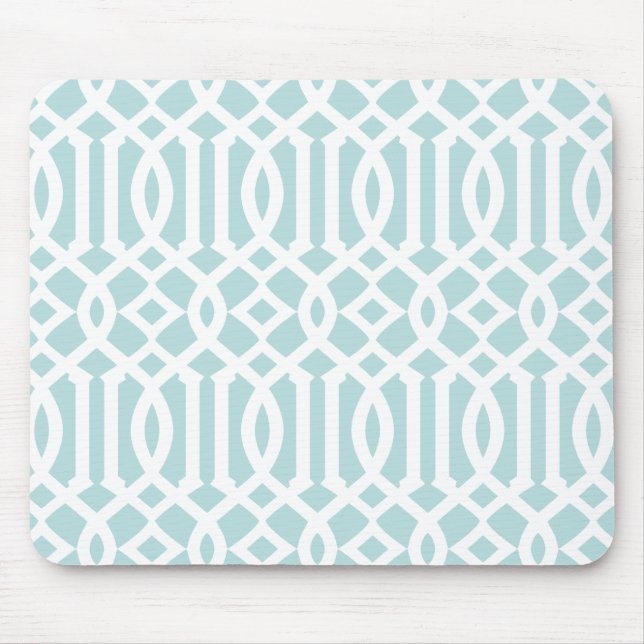 Modern Aqua Trellis Pattern Mouse Mat (Front)