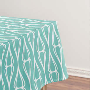 Modern Aqua White Pattern Tablecloth
