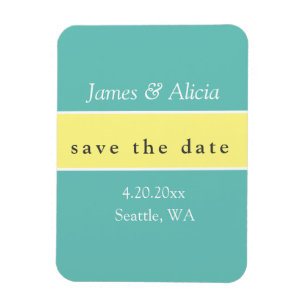 Modern Aqua & Yellow Save the Date Magnet
