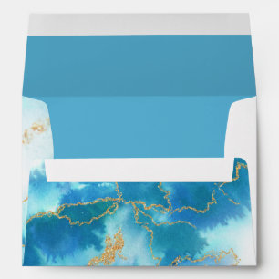 Modern Aquamarine Watercolor Geode JustCards™ Envelope