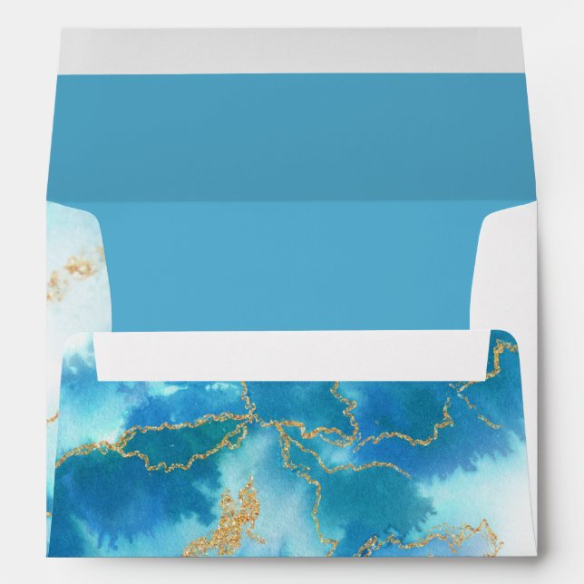 Modern Aquamarine Watercolor Geode  JustCards™ Envelope (Back (Bottom))