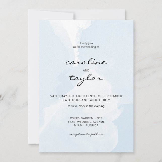 Modern, aquarell, minimalistic Wedding Collection Invitation (Front)