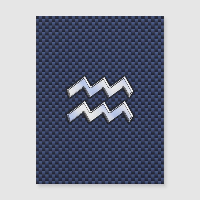 Modern Aquarius Sign on navy blue carbon fibre (Front)