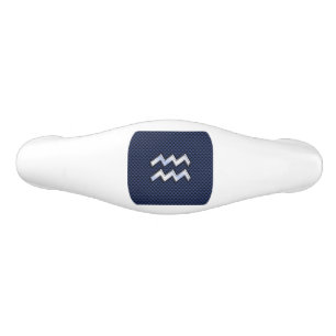 Modern Aquarius Sign on navy blue carbon fibre Ceramic Drawer Pull