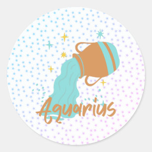 Modern Aquarius Water Bearer Zodiac Classic Round Sticker