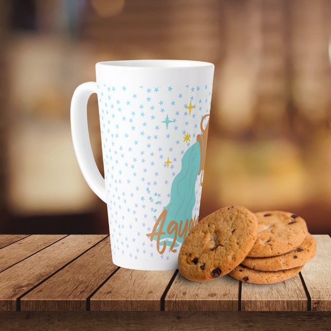 Modern Aquarius Water Bearer Zodiac   Latte Mug (Creator Uploaded)
