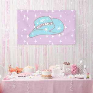 Modern Aquarius Zodiac Cowgirl Hat Lilac  Banner