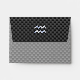 Modern Aquarius Zodiac Sign Carbon Fibre Style Envelope