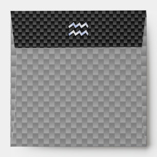 Modern Aquarius Zodiac Sign Carbon Fibre Style Envelope