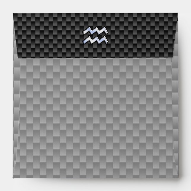 Modern Aquarius Zodiac Sign Carbon Fibre Style Envelope (Back (Top Flap))