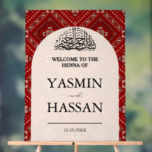 Modern Arab Henna Welcome Wedding Entrance  Acrylic Sign
