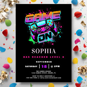 Modern Arcade Gamer Girl's Birthday Party Invitation