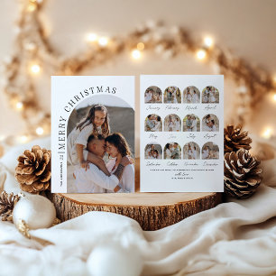 Modern Arch 12 Photo Year in Review Christmas Holiday Card