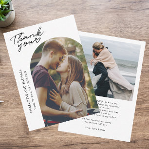 Modern Arch 2 Photos Elegant Wedding Thank You Card