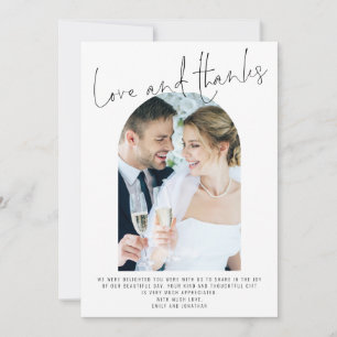 Modern Arch 2 Photos Wedding Love and Thanks Card