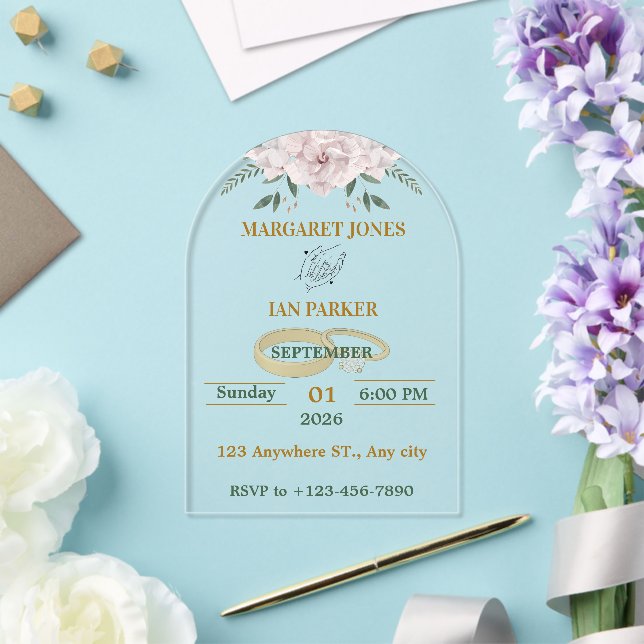 Modern Arch Acrylic Transparent Wedding Invitation (Insitu (Wedding))