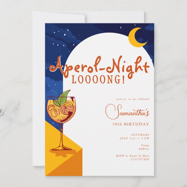 Modern Arch All Night Long Spritz Summer Birthday Invitation (Front)