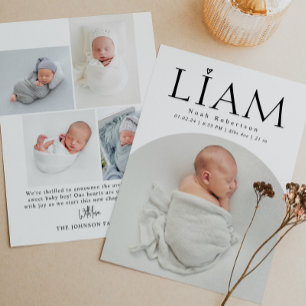 Modern Arch Baby Photo Modern Birth Announcement