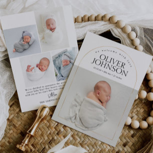 Modern Arch Baby Photo Modern Birth Announcement