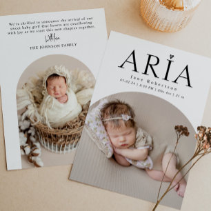 Modern Arch Baby Photo Modern Birth Announcement