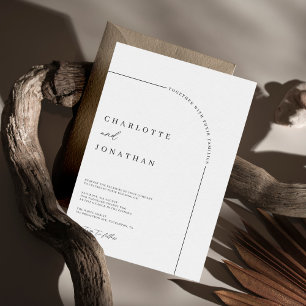 Modern Arch Black and White QR Code Wedding Invitation