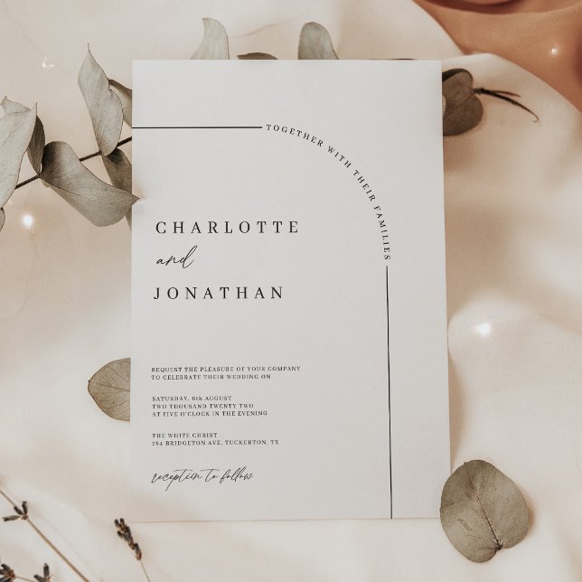 Modern Arch Black and White Wedding Invitation (Creator Uploaded)