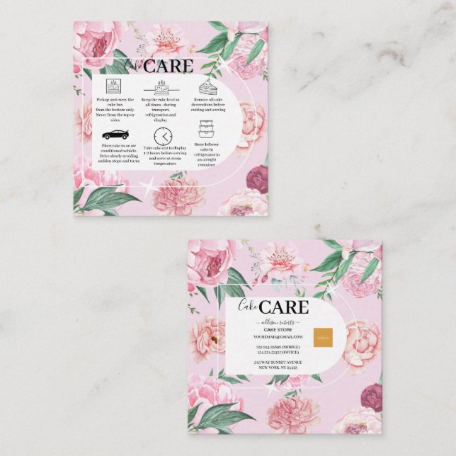 Modern Arch Bohemian Watercolor Florals  Square Business Card (Front/Back)