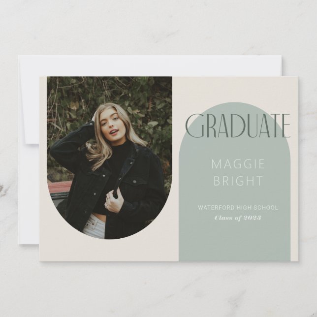 Modern arch boho graduate announcement open house (Front)