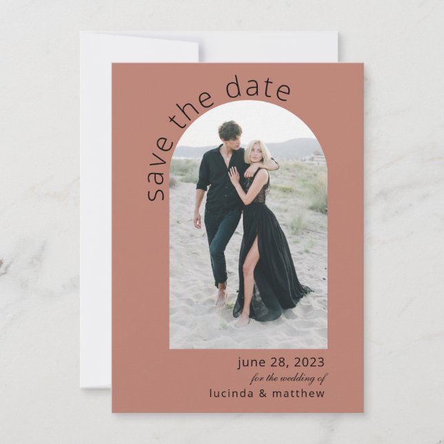 Modern Arch Boho Wedding Save the Date (Front)