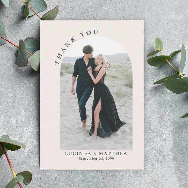 Modern Arch Boho Wedding Thank You Card (Creator Uploaded)