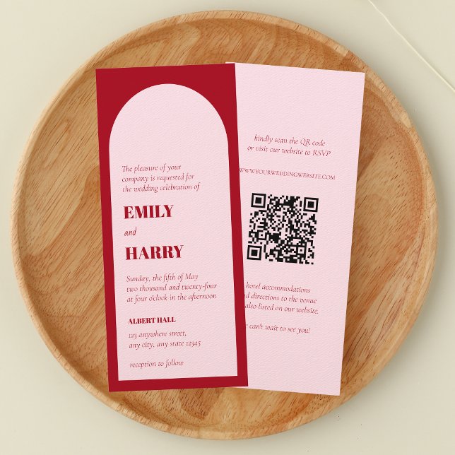 Modern Arch Bold Typography QR code Long Wedding I Invitation (Creator Uploaded)