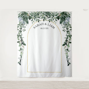 Modern Arch Botanic Wedding photo booth backdrop Tapestry