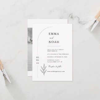 Modern Arch Botanical Budget Photo Wedding Invitation