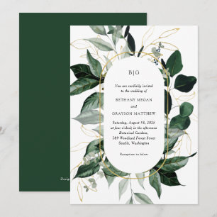 Modern arch botanical Greenery garden wedding Invitation