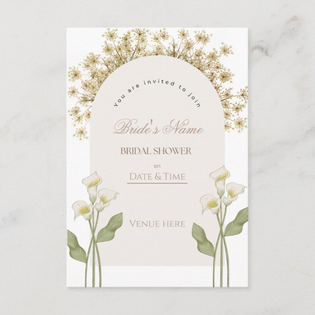 Modern Arch Calla Lily Bridal Shower Invitation (Front)