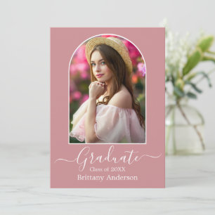 Modern Arch Calligraphy Dusty Pink Graduation Announcement