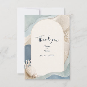 Modern Arch Coastal abstract Wedding Waves Thank You Card
