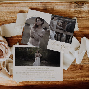 Modern Arch Cream Class of 2024 3 Photo Graduation Announcement