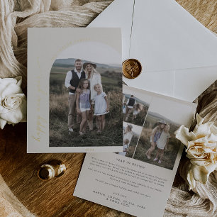 Modern Arch   Cream Foil New Year Photo Foil Holiday Card