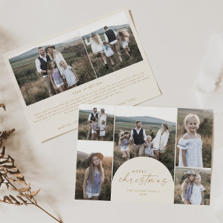 Modern Arch | Cream Multi Photo Family Christmas Holiday Card