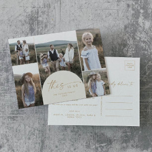 Modern Arch Cream Multi Photo Family This Is Us Holiday Postcard