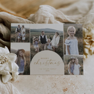 Modern Arch   Cream Multi Photo Merry Christmas Holiday Card