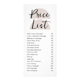 Modern Arch Custom Business Price List Rack Card