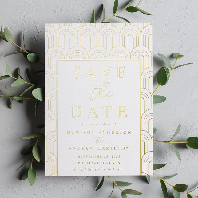 Modern Arch Deco Wedding Save the Date (Creator Uploaded)