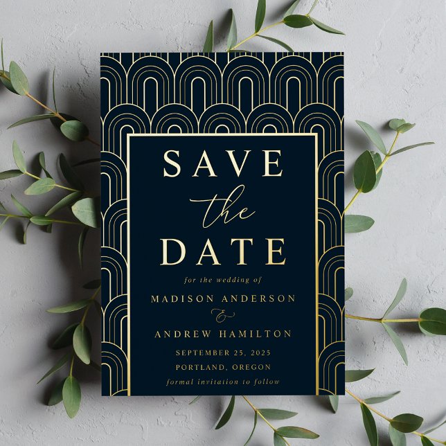 Modern Arch Deco Wedding Save the Date (Creator Uploaded)