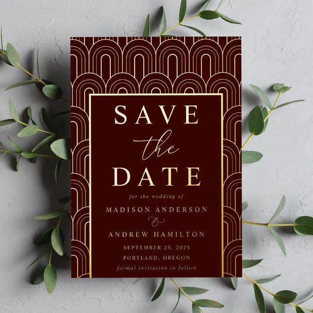 Modern Arch Deco Wedding Save the Date (Creator Uploaded)