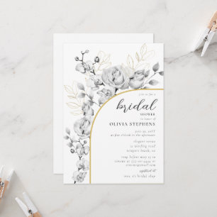 Modern Arch Elegant Floral Gold Chic Bridal Shower Invitation